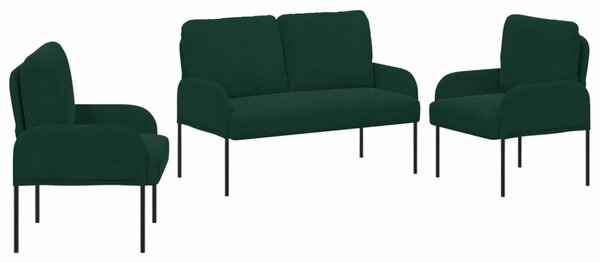 Ülőgarnitúrák párnával 3 pcs Sötétzöld 115 x 56 x 80 cm Furnér