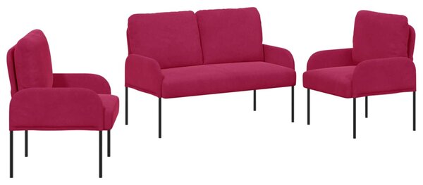 Ülőgarnitúrák párnával 3 pcs Bordó 115 x 56 x 80 cm Furnér