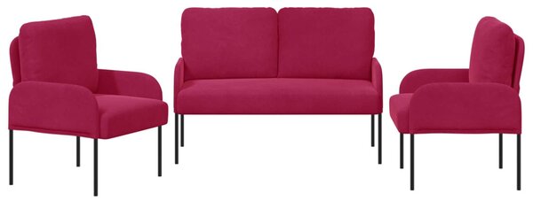Ülőgarnitúrák párnával 3 pcs Bordó 115 x 56 x 80 cm Furnér