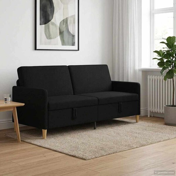Tárolós Kanapé Fekete 192 x 78 x 87 cm Poliészter