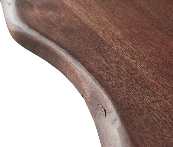 DELIFE Étkezőasztal Edge 300x100 cm XL akác barna rozsdamentes acél ezüst ferde Live-Edge