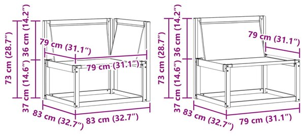 Kültéri kanapé szett párnával 8 pcs Természetes és bézs