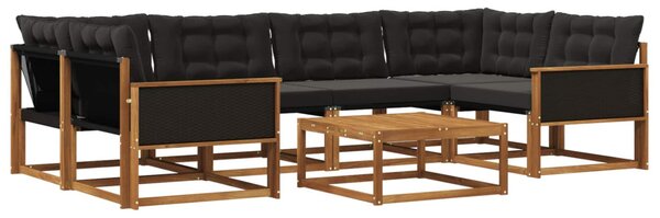 Kültéri kanapé szett párnával 7 pcs Természetes és Fekete