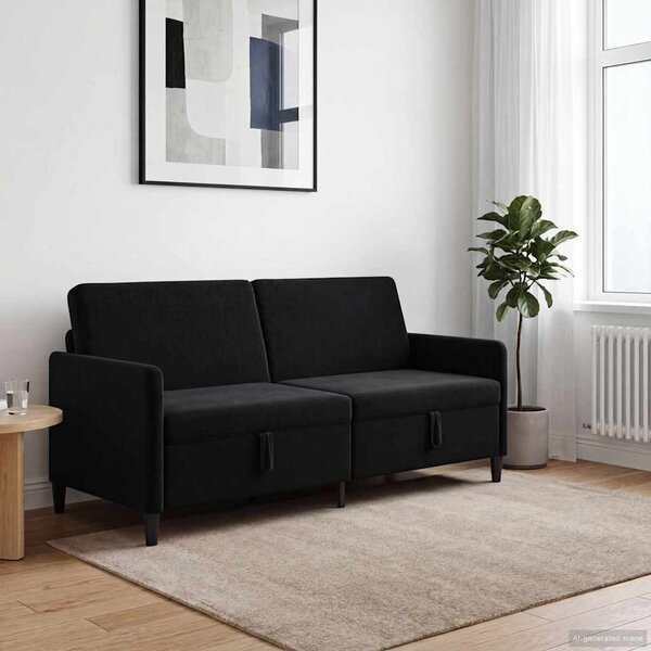 Tárolós Kanapé Fekete 192 x 78 x 87 cm Poliészter