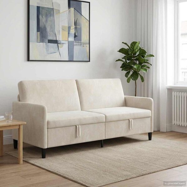 Tárolós Kanapé Krémszínű 192 x 78 x 87 cm Poliészter