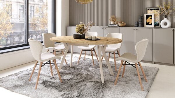 Mazzoni ALMO Artisan tölgy/bézs lábak - BŐVÍTHETŐ KEREK ASZTAL Y ALAKÚ LÁBAKKAL LOFT/IPARI STÍLUSÚ NAPPALIBA/ÉTKEZŐBE