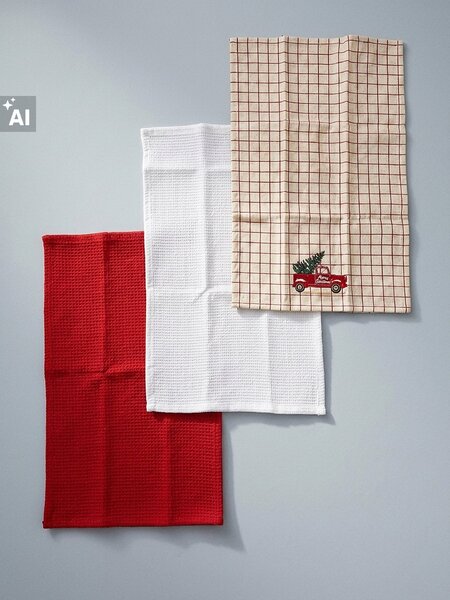 Sinsay - Karácsonyi konyharuha szett karácsonyfát szállító autóval 3 pack - piros