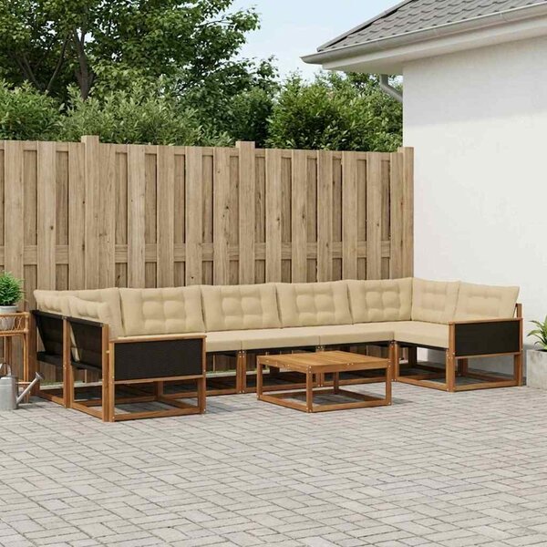 Kültéri kanapé szett párnával 8 pcs Természetes és bézs