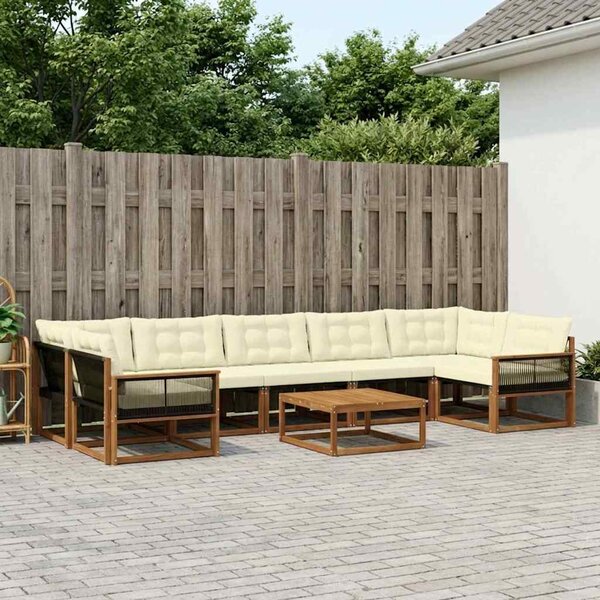 Kültéri kanapé szett párnával 8 pcs Természetes és krémszínű