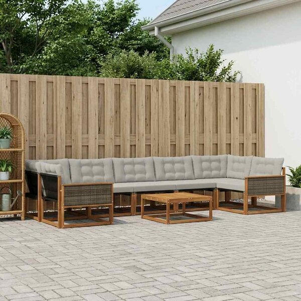 Kültéri kanapé szett 8 pcs Természetes és Világosszürke
