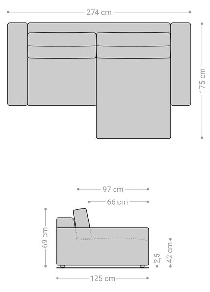 DELIFE Sarokkanapé Lanzo XL 270x180 cm mikroszálas szürke változtatható rekamié