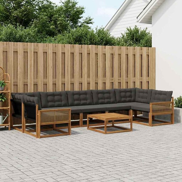 Kültéri kanapé szett párnával 8 pcs Természetes és Fekete