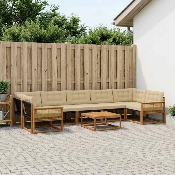 Kültéri kanapé szett párnával 8 pcs Természetes és bézs