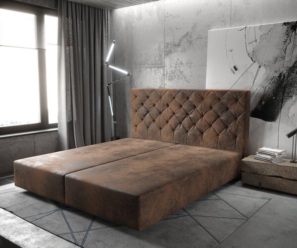 DELIFE Boxspring ágy Dream-Great 180x200 cm mikroszálas barna