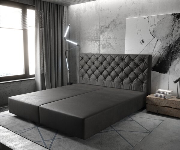 DELIFE Boxspring ágy Dream-Great 180x200 cm bőr imitáció antracit