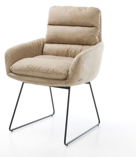 DELIFE Étkezőszék Abelia-Flex mikroszálas bézs vintage karfás vékony lábazat fekete