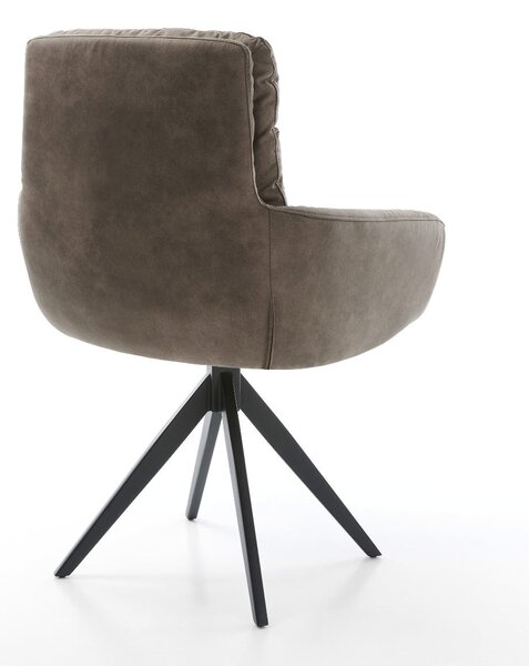 DELIFE Étkezőszék Abelia-Flex karfás mikroszálas taupe vintage kereszt láb szögletes fekete