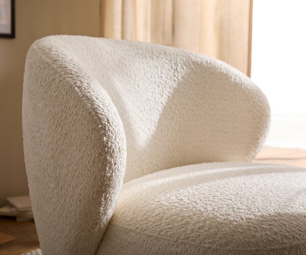 DELIFE Lounge fotel Pulo 80x80 cm bouclé fehér