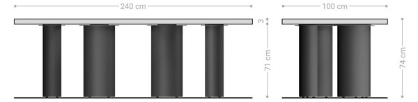 DELIFE Étkezőasztal Edge 240x100 akác természetes pilier rozsdamentes acél szálcsiszolt Live-Edge