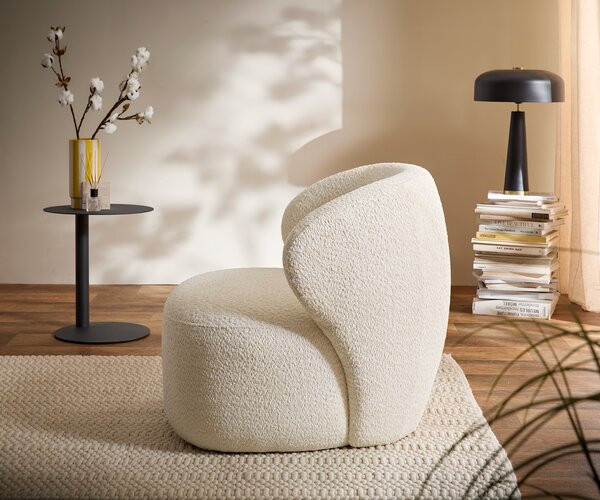 DELIFE Lounge fotel Pulo 80x80 cm bouclé fehér