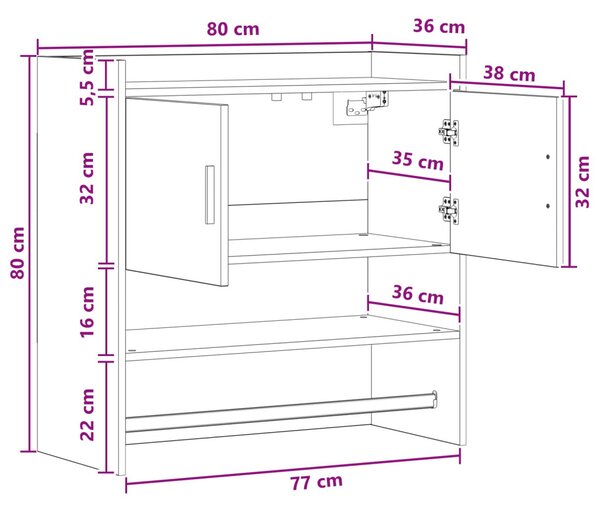 Falpolc Falra szerelhető Sonoma Tölgy 80 x 36 x 80 cm