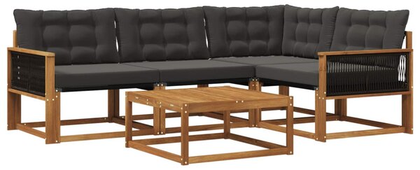Kültéri kanapé szett párnával 5 pcs Természetes és Fekete