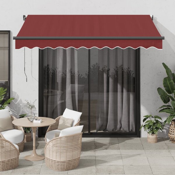 VidaXL burgundi vörös automata kihúzható LED-es napellenző 300x250 cm