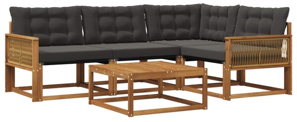 Kültéri kanapé szett párnával 5 pcs Természetes és Fekete