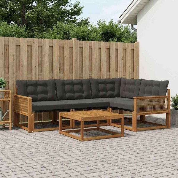 Kültéri kanapé szett párnával 5 pcs Természetes és Fekete