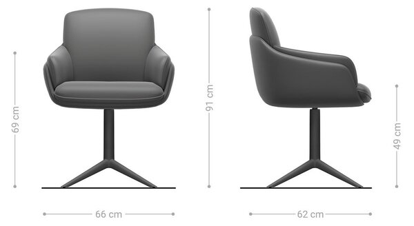 DELIFE Étkezőszék Luan-Flex karfás vegyes anyag valódi bőr fehér-pasztellkék fehér láb 360° forgatható hintamechanizmus