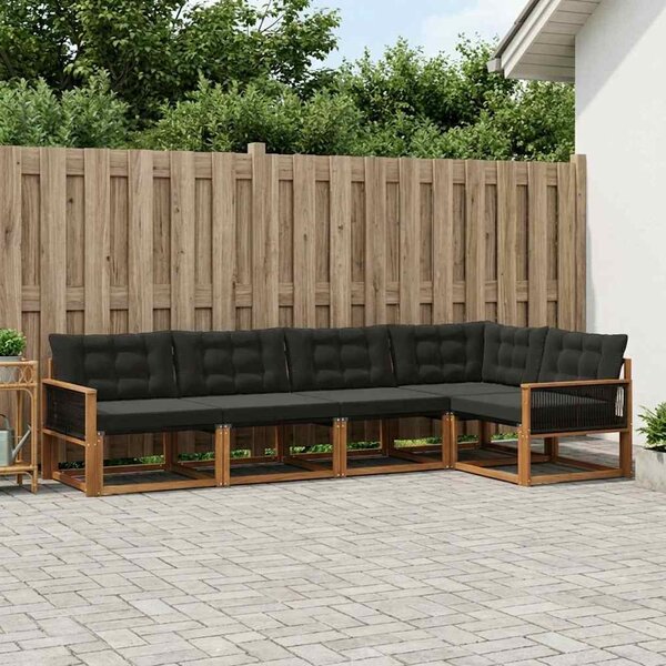 Kültéri kanapé szett párnával 5 pcs Természetes és Fekete