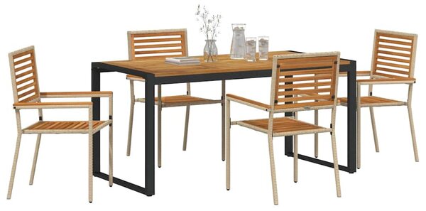 Kert étkező szett 5 pcs Beige és barna polirattan