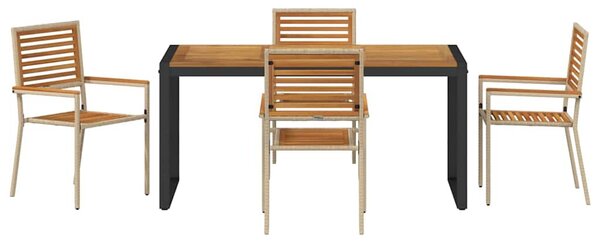 Kert étkező szett 5 pcs Beige és barna polirattan