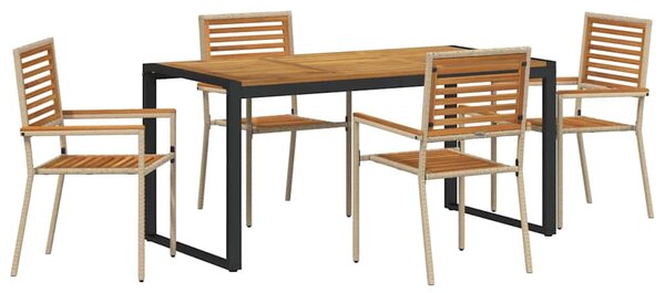 Kert étkező szett 5 pcs Beige és barna polirattan