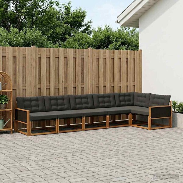 Kültéri kanapé szett párnával 6 pcs Természetes és Fekete