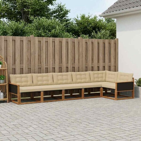 Kültéri kanapé szett párnával 6 pcs Természetes és bézs