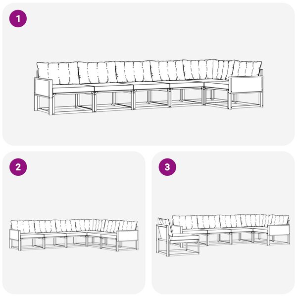 Kültéri kanapé szett párnával 6 pcs Természetes és bézs