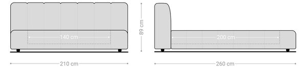 DELIFE Kárpitozott ágy Cutio 140x200 cm bouclé ezüstszürke