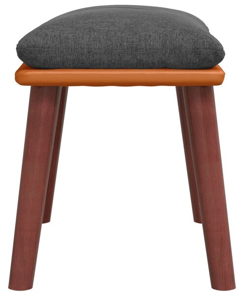 Sötétszürke szövet és műbőr lábzsámoly 45x29,5x35 cm