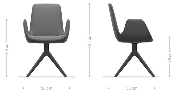 DELIFE Étkezőszék Ilia-Flex karfás mikroszálas antracit vintage kereszt láb széles titán effekt felület 360° forgatható