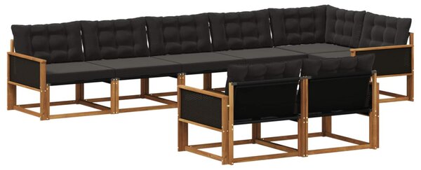 Kültéri kanapé szett párnával 8 pcs Természetes és Fekete