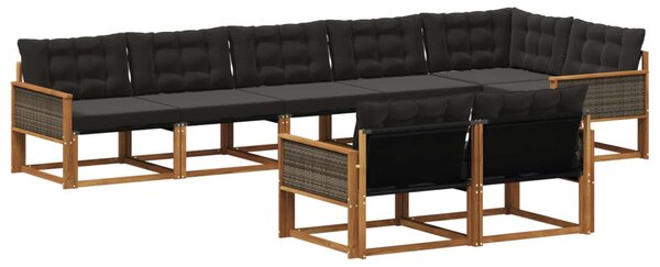 Kültéri kanapé szett párnával 8 pcs Természetes és Fekete