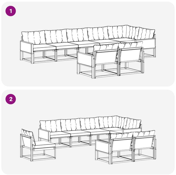 Kültéri kanapé szett párnával 8 pcs Természetes és Fekete