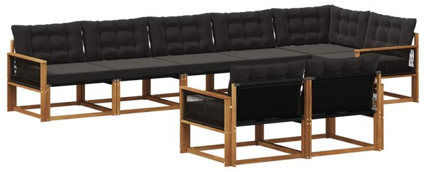 Kültéri kanapé szett párnával 8 pcs Természetes és Fekete