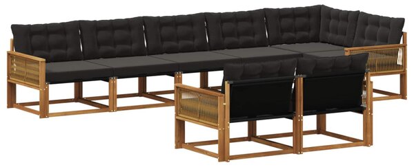 Kültéri kanapé szett párnával 8 pcs Természetes és Fekete