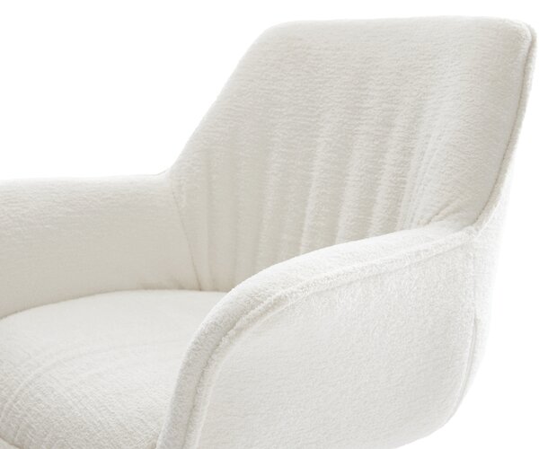 DELIFE Étkezőszék Keila-Flex karfás bouclé puha bézs 4 lábú kúpos rozsdamentes acél
