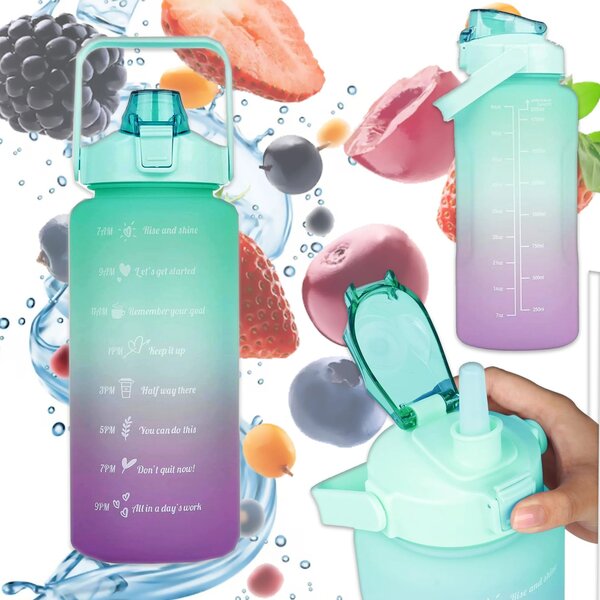 ExtraLink EX.36486 Motivational Bottle Műanyag Motivációs Kulacs 2L - Lila/Zöld