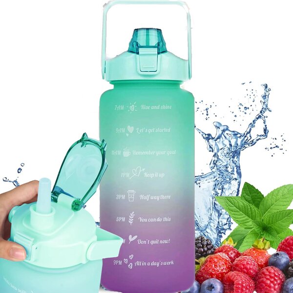 ExtraLink EX.36486 Motivational Bottle Műanyag Motivációs Kulacs 2L - Lila/Zöld