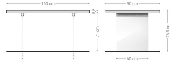 DELIFE Étkezőasztal Edge 160x90 XL akác természetes üveg Live-Edge