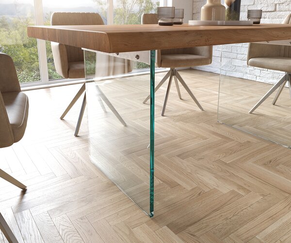 DELIFE Étkezőasztal Edge 160x90 XL akác természetes üveg Live-Edge